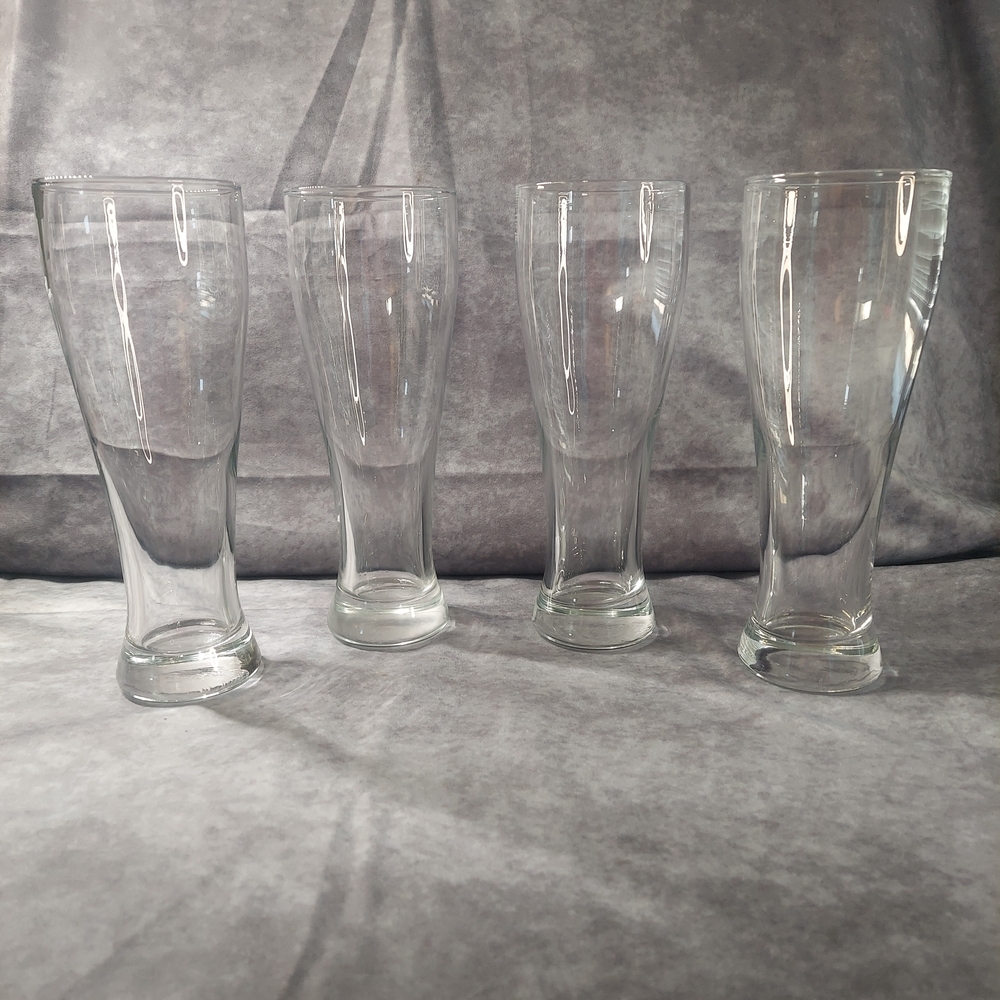 Set of 4 Tall Pilsner Beer Glasses 20oz Heavy Duty Stemware 8.75” Barware GUC